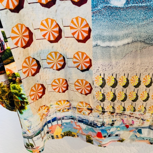 Karen Kane Print Top 2X Houses by the Sea Ocean Tropical Cruise Vacation - Picture 13 of 15